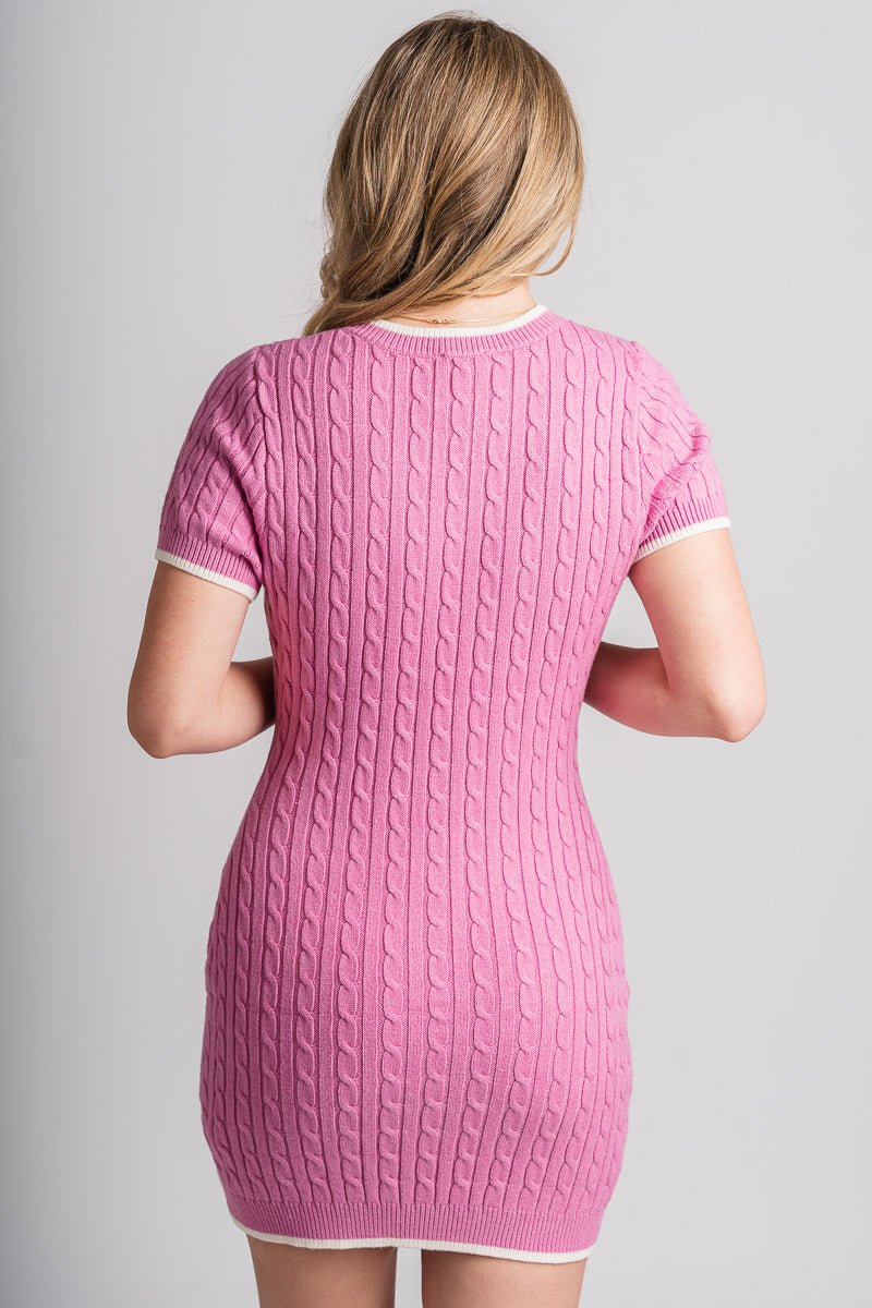 Cable knit mini dress pink