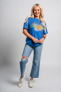 OKC basketball swish script unisex t-shirt royal - Trendy OKC Thunder T-Shirts at Lush Fashion Lounge Boutique in Oklahoma City