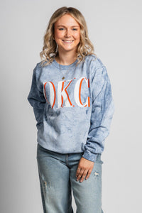 OKC vogue tie dye sweatshirt ocean - Trendy Oklahoma City Basketball T-Shirts Lush Fashion Lounge Boutique in Oklahoma City