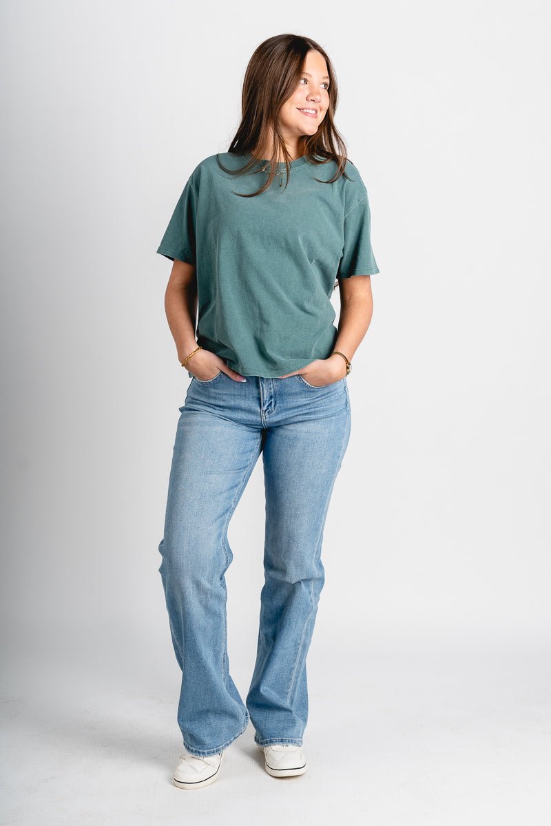 Pigment dyed short sleeve t-shirt dark teal