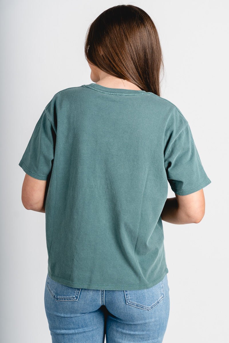 Pigment dyed short sleeve t-shirt dark teal