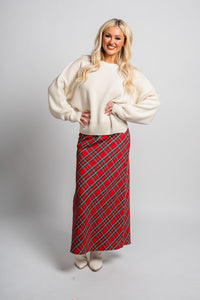 Plaid maxi skirt red | Lush Fashion Lounge: boutique fashion skirts, affordable boutique skirts, cute affordable skirts