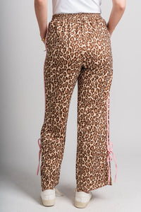 Bow detail track pants leopard | Lush Fashion Lounge: women's boutique pants, boutique women's pants, affordable boutique pants, women's fashion pants