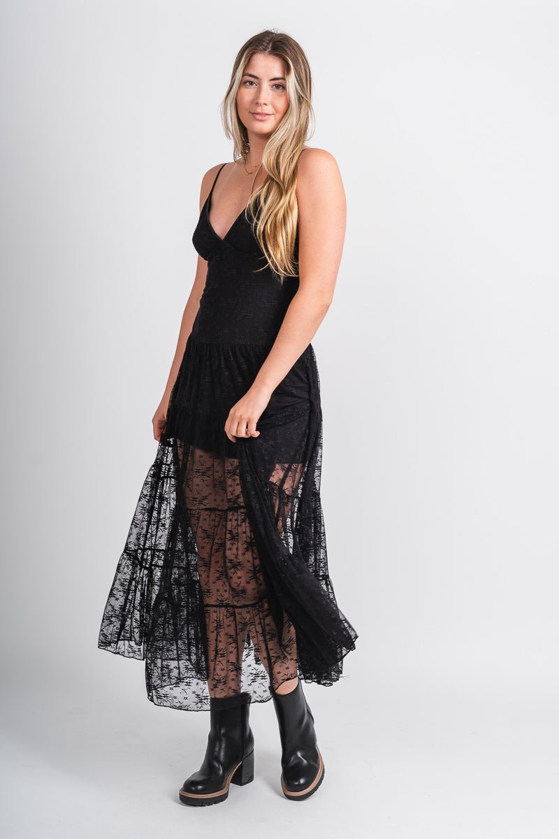 Lace maxi dress black - Cute Dress - Trendy Dresses at Lush Fashion Lounge Boutique in Oklahoma City