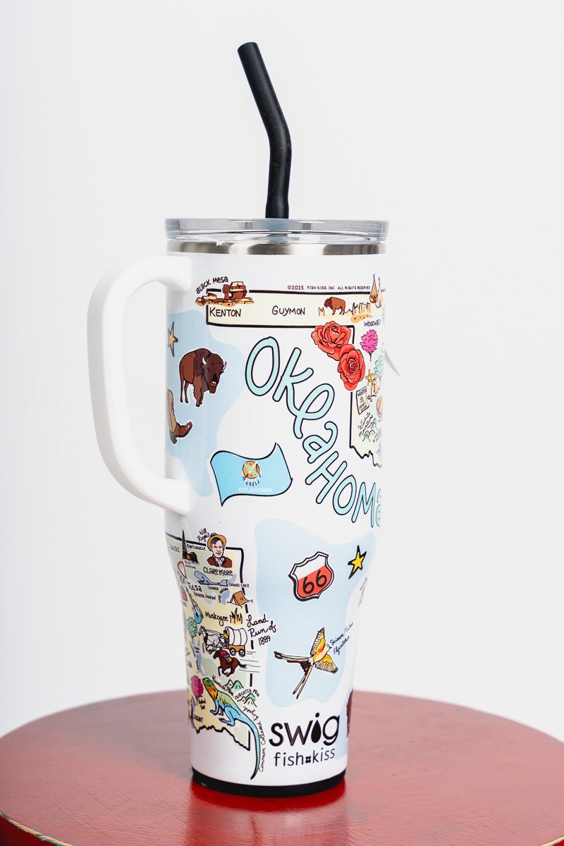 Swig Oklahoma 40 oz tumbler white - Trendy Tumblers, Mugs and Cups at Lush Fashion Lounge Boutique in Oklahoma City