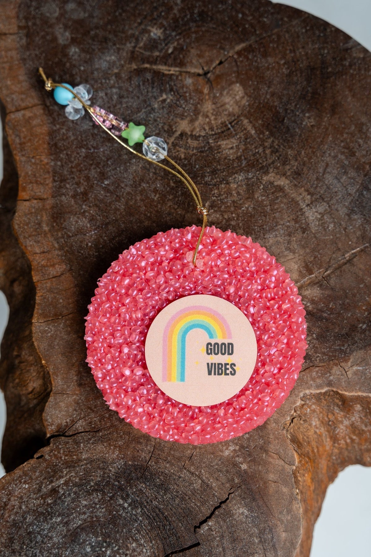 Good vibes rainbow beaded pink freshie volcano - Trendy Candles and Scents at Lush Fashion Lounge Boutique in Oklahoma City