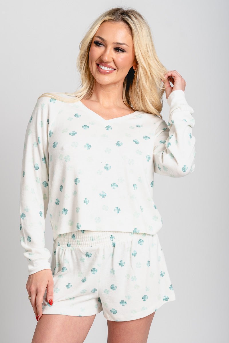 Z Supply Maggie clover long sleeve top vanilla ice - Z Supply top - Z Supply Tops, Dresses, Tanks, Tees, Cardigans, Joggers and Loungewear at Lush Fashion Lounge