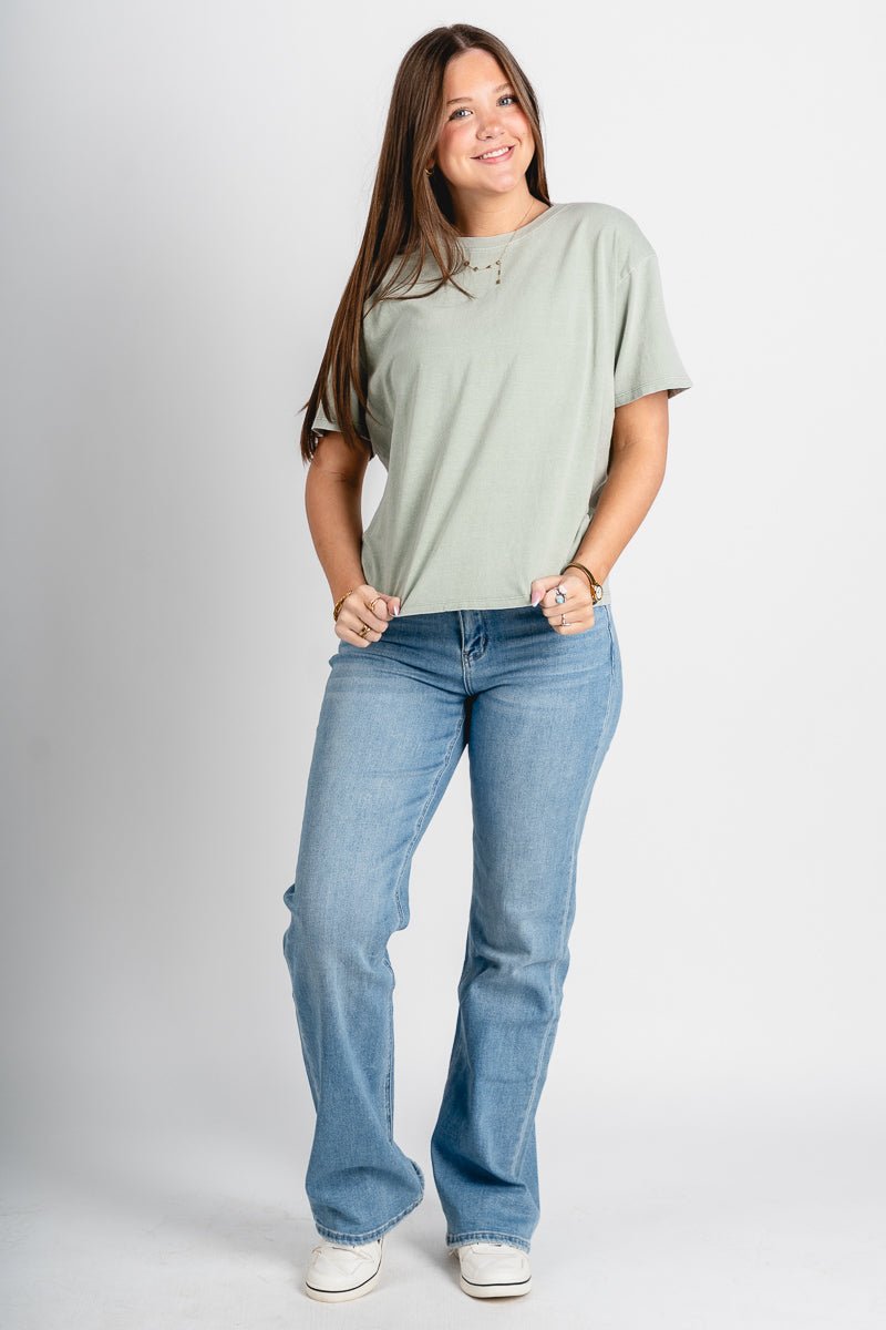 Pigment dyed short sleeve t-shirt sage green