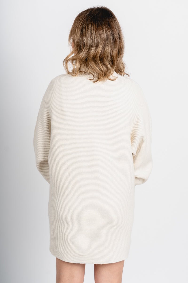 Anya ribbed turtleneck sweater dress cream