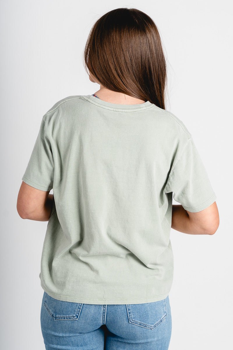 Pigment dyed short sleeve t-shirt sage green