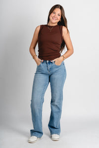 Reverse seam tank top chocolate - Trendy tank top - Fashion Tank Tops at Lush Fashion Lounge Boutique in Oklahoma City