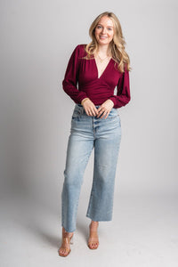 Plunge v-neck bodysuit burgundy - Trendy Bodysuit - Fashion Bodysuits at Lush Fashion Lounge Boutique in Oklahoma City