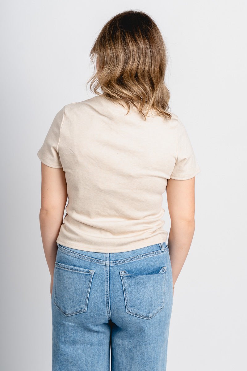 Anthem mock neck short sleeve top oatmeal