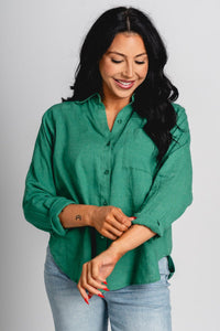 Z Supply the perfect linen top botanical green - Z Supply top - Z Supply Tops, Dresses, Tanks, Tees, Cardigans, Joggers and Loungewear at Lush Fashion Lounge