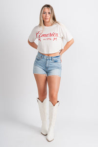 America bows cropped t-shirt white - Fun T-shirts - Unique American Summer Ideas at Lush Fashion Lounge Boutique in Oklahoma