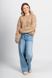 Boston knit sweater mocha – Unique Sweaters | Lounging Sweaters and Womens Fashion Sweaters at Lush Fashion Lounge Boutique in Oklahoma City