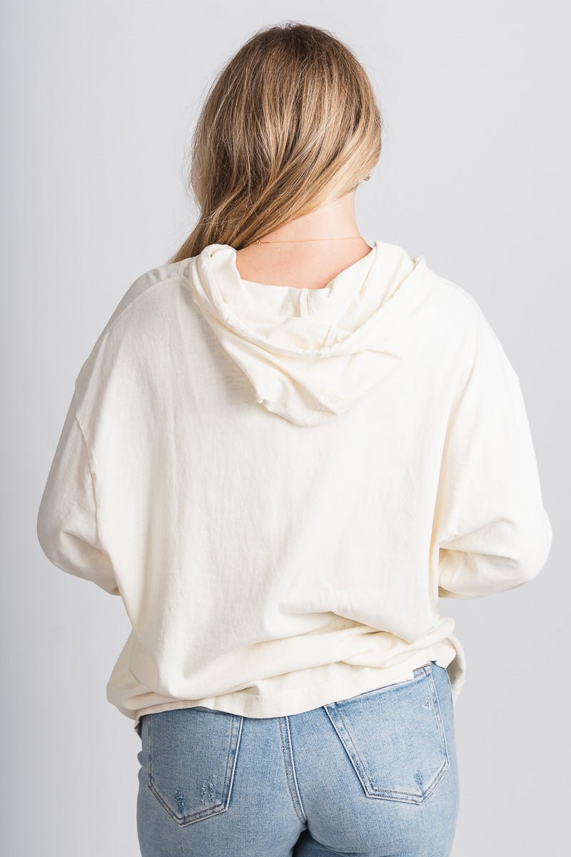 Hyfve Oversized Hoodie Top Cream Cream Large