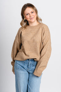 Boston knit sweater mocha – Stylish Sweaters | Boutique Sweaters at Lush Fashion Lounge Boutique in Oklahoma City