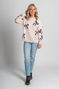 Bow sweater pink – Unique Sweaters | Lounging Sweaters and Womens Fashion Sweaters at Lush Fashion Lounge Boutique in Oklahoma City