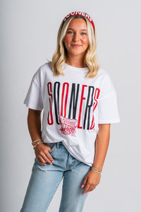 OU OU Sooners goal post oversized t-shirt white T-shirt | Lush Fashion Lounge Trendy Oklahoma University Sooners Apparel & Cute Gameday T-Shirts