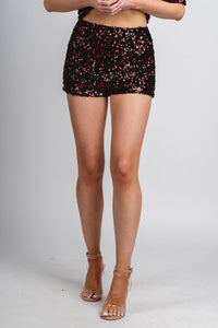Sequin shorts red - Affordable New Year's Eve Party Outfits at Lush Fashion Lounge Boutique in Oklahoma City