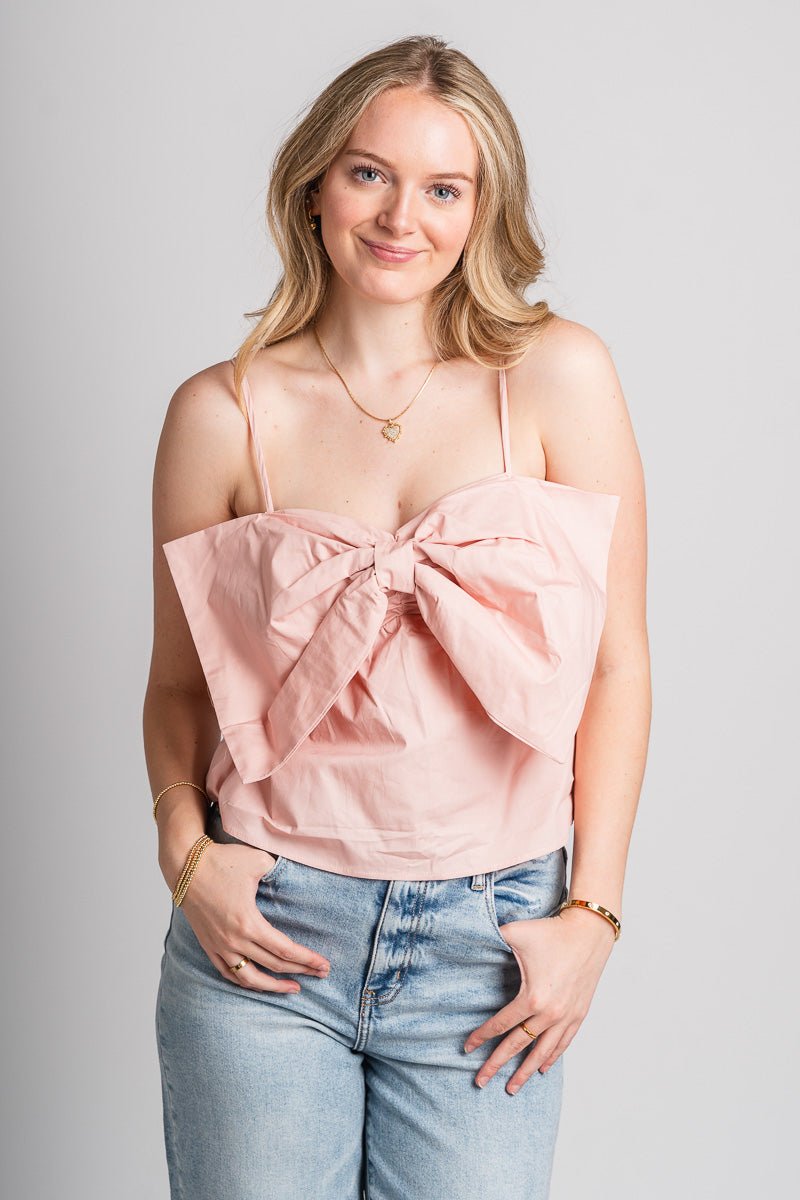 Bow front tank top blush - Cute tank top - Trendy Tank Tops at Lush Fashion Lounge Boutique in Oklahoma City