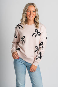 Bow sweater pink – Boutique Sweaters | Fashionable Sweaters at Lush Fashion Lounge Boutique in Oklahoma City