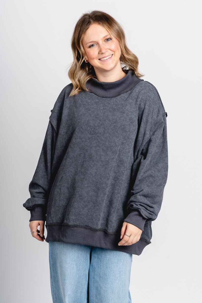 Mock neck sweatshirt charcoal