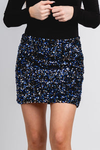 Sequin mini skirt blue | Lush Fashion Lounge: boutique fashion skirts, affordable boutique skirts, cute affordable skirts