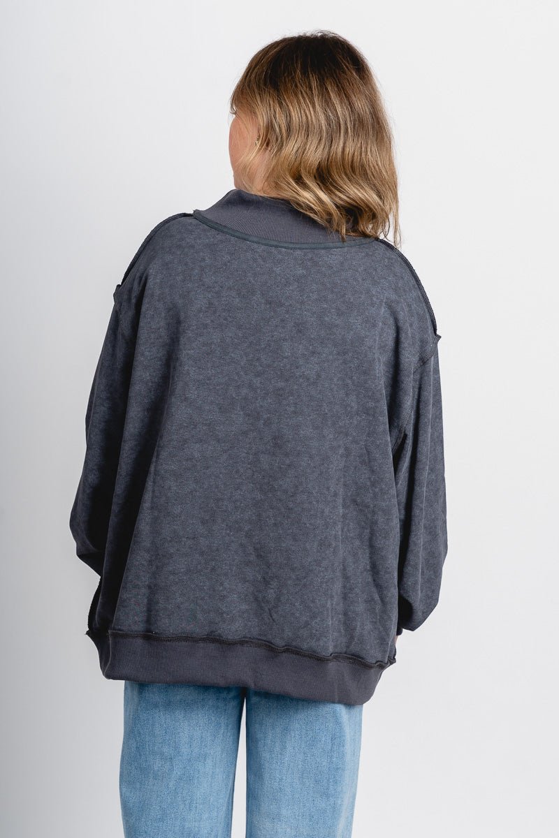 Mock neck sweatshirt charcoal