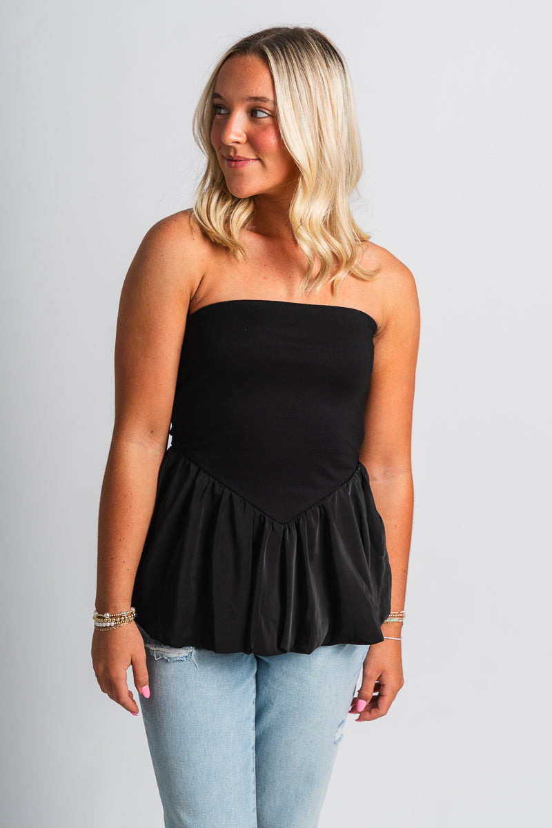 Peplum strapless top black