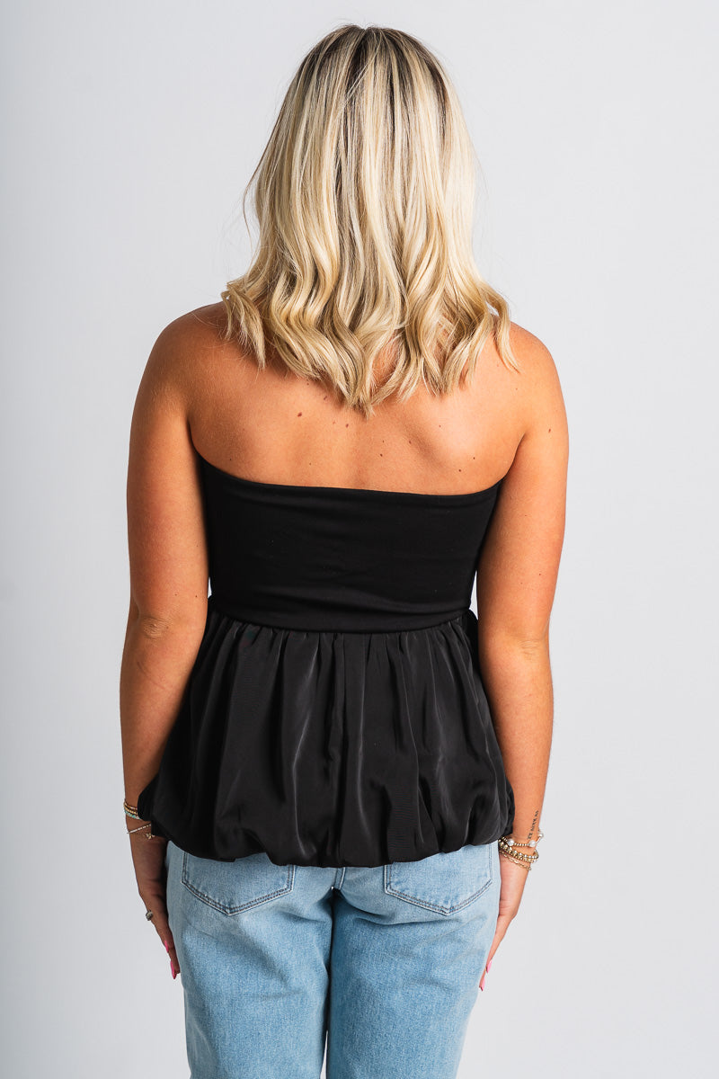 Peplum strapless top black