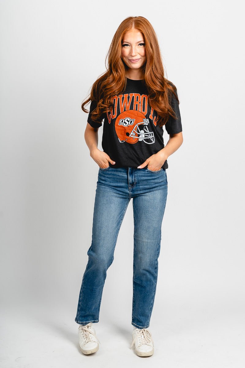 OSU OSU Cowboys arch helmet unisex t-shirt black T-shirt | Lush Fashion Lounge Trendy Oklahoma State Cowboys Apparel & Cute Gameday T-Shirts