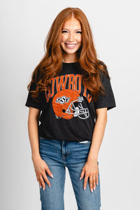 OSU OSU Cowboys arch helmet unisex t-shirt black T-shirt | Lush Fashion Lounge Trendy Oklahoma State Cowboys Apparel & Cute Gameday T-Shirts