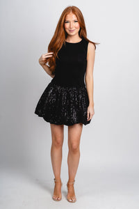 Sleeveless sequin skirt dress black | Lush Fashion Lounge: boutique fashion skirts, affordable boutique skirts, cute affordable skirts