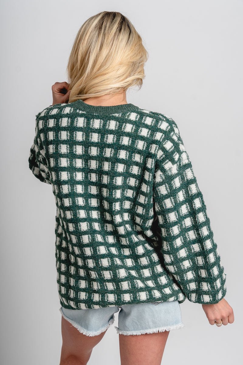 Checkered sweater olive