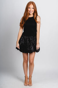 Sleeveless sequin skirt dress black - Affordable dress - Boutique Dresses at Lush Fashion Lounge Boutique in Oklahoma City