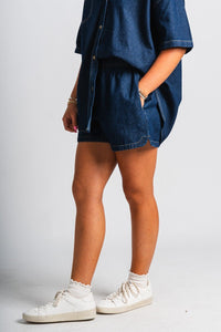 Denim shorts dark - Affordable shorts - Boutique Shorts at Lush Fashion Lounge Boutique in Oklahoma City