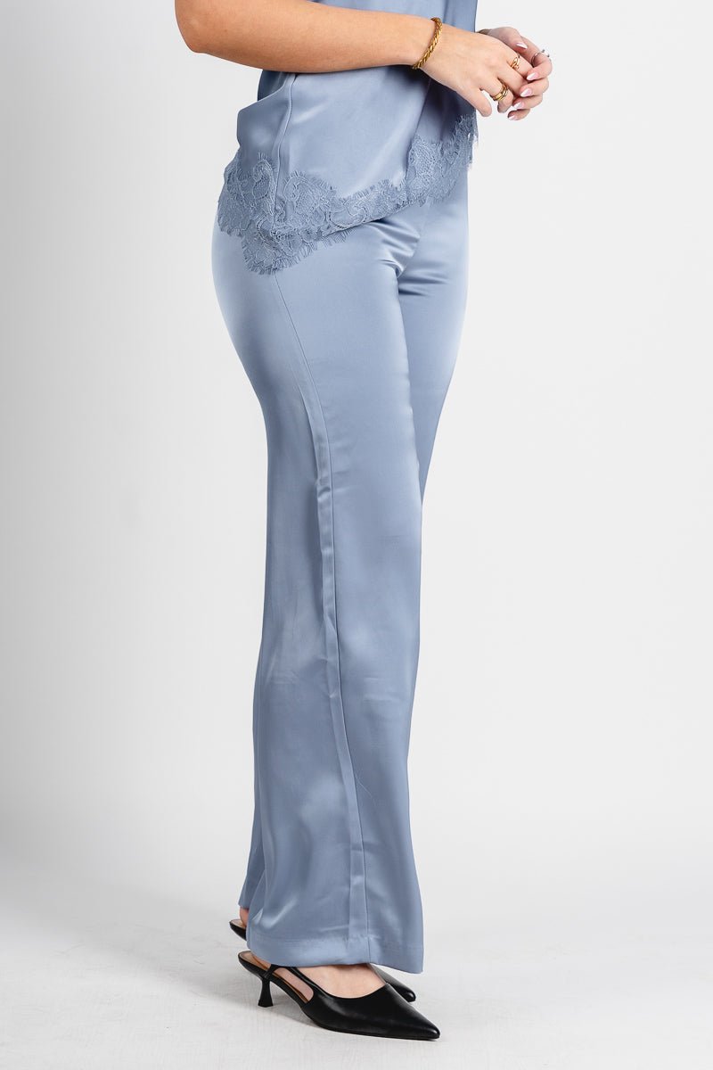Satin wide leg pants slate grey - Stylish pants - Cute Easter Outfits at Lush Fashion Lounge Boutique in Oklahoma