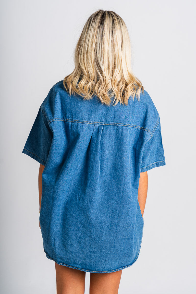 Short sleeve denim shirt light