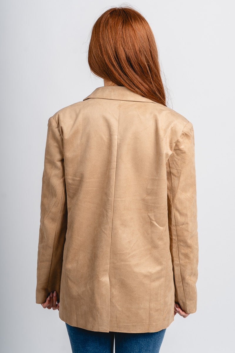 Suede blazer jacket taupe