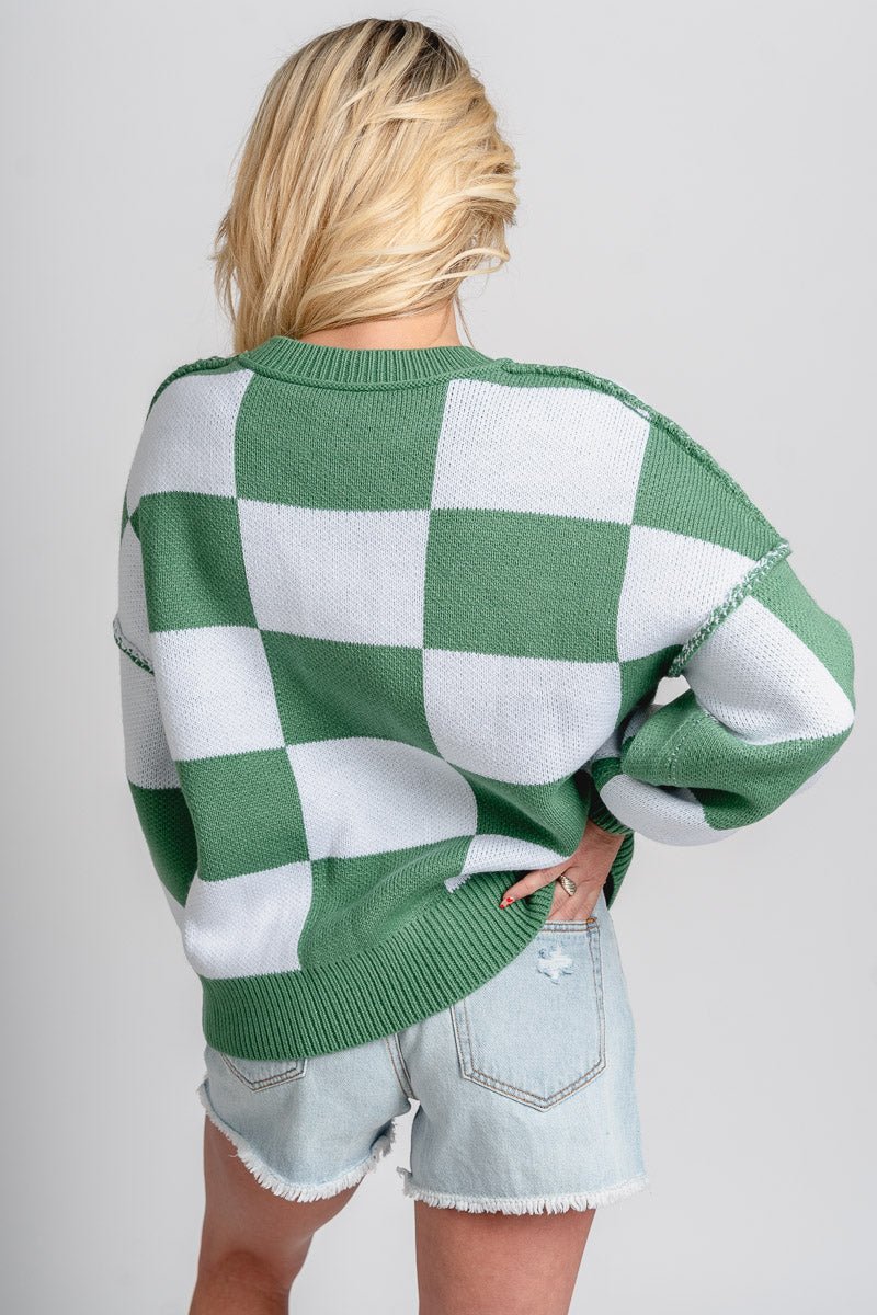 Large check sweater green