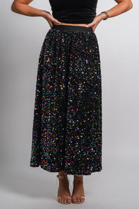 Sequin maxi skirt black multi - Trendy New Year's Eve Outfits at Lush Fashion Lounge Boutique in Oklahoma City