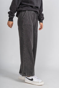 Acid wash sweatpants charcoal - Trendy sweatpants - Cute Loungewear Collection at Lush Fashion Lounge Boutique in Oklahoma City