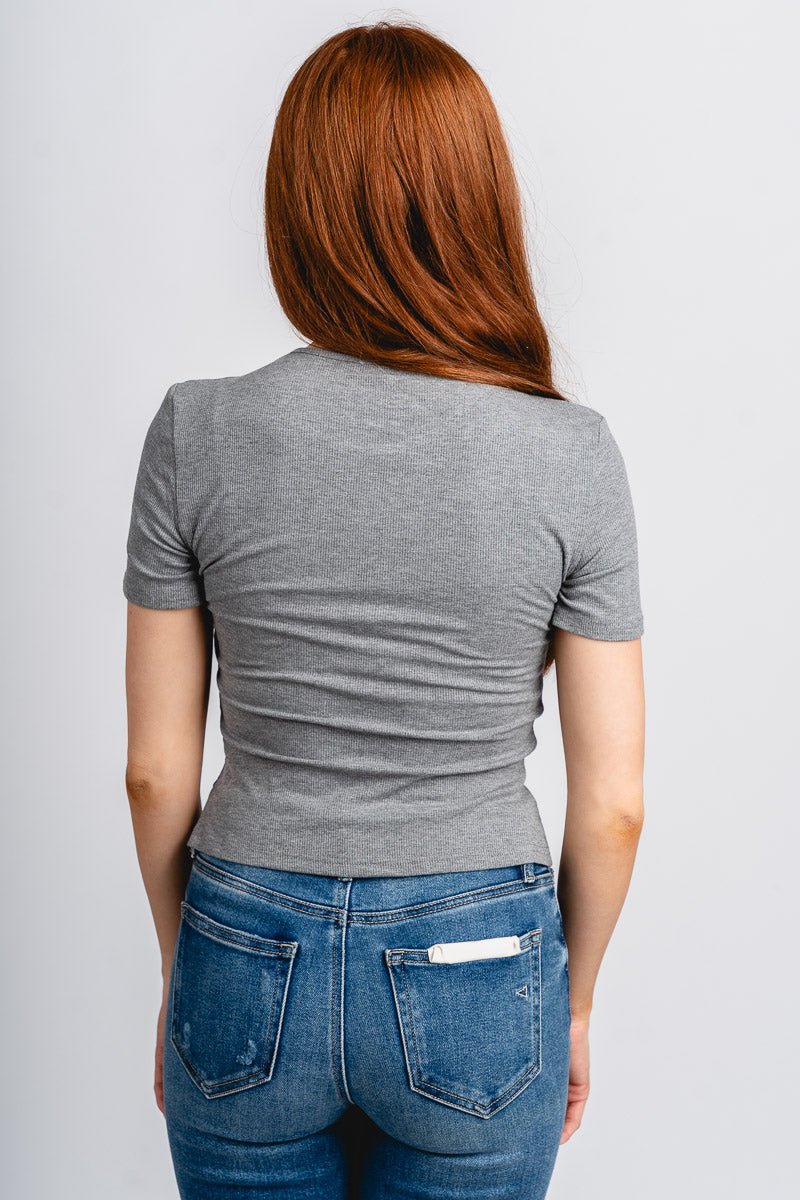 Merry beaded short sleeve t-shirt heather grey