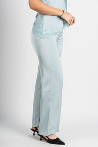 Satin wide leg pants sage - Trendy pants - Fun Easter Looks at Lush Fashion Lounge Boutique in Oklahoma