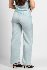 Satin wide leg pants sage - Affordable pants - Unique Easter Style at Lush Fashion Lounge Boutique in Oklahoma
