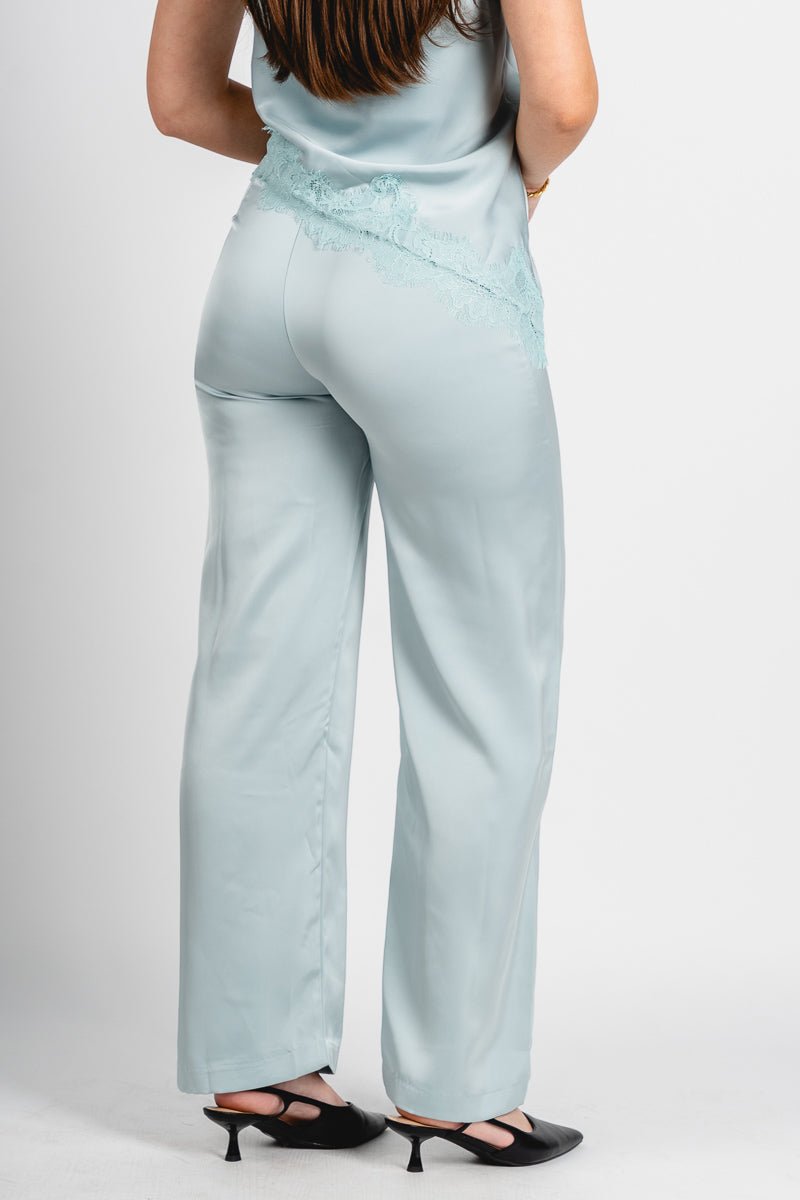 Satin wide leg pants sage - Affordable pants - Unique Easter Style at Lush Fashion Lounge Boutique in Oklahoma