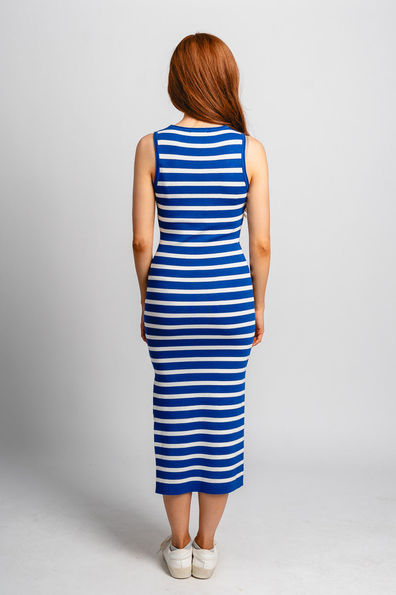 Isla striped midi dress blue/white | Trendy Dresses - Lush Fashion Lounge Isla striped midi dress blue/white | Trendy Dresses - Lush Fashion Lounge