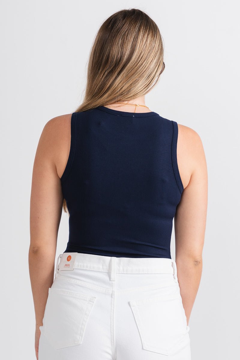 Round neck bodysuit dark navy